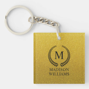 Monogramme personnalisé noir et or pailleté or dor