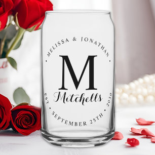 Monogramme personnalisé Nom Date Mariage élégant m