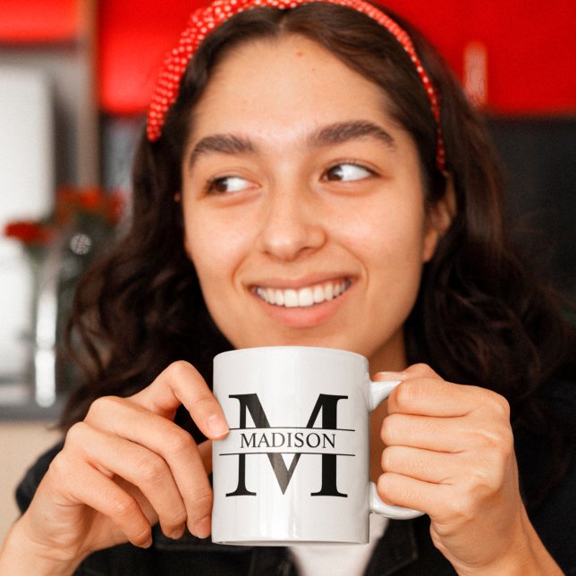 Monogramme personnalisé Nom initial Café Mug (Créateur téléchargé)