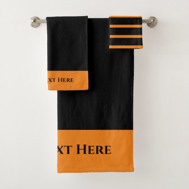 Monogramme personnalisé orange noir rayé solide (En situation)