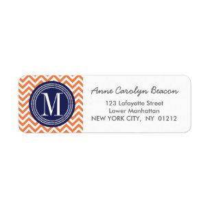 Monogramme personnalisé par zigzag orange de
