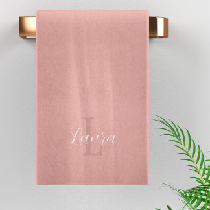 Monogramme personnalisé rose blush féminin écritur