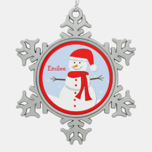 Monogramme personnalisé Snowman Snowflake Ornement
