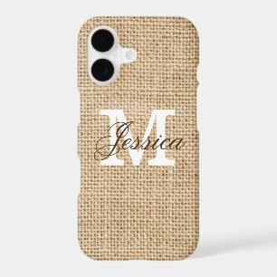 Monogramme personnalisé toile de jute rustique