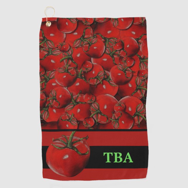 Monogramme personnalisé Tomates Serviette de golf (Devant)