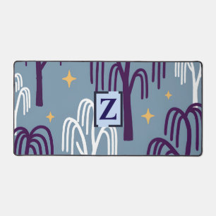 Monogramme personnalisé Willow Tree Blue Desk Mat
