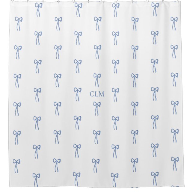 Monogramme Petit Bow Rideau de douche bleu (Devant)