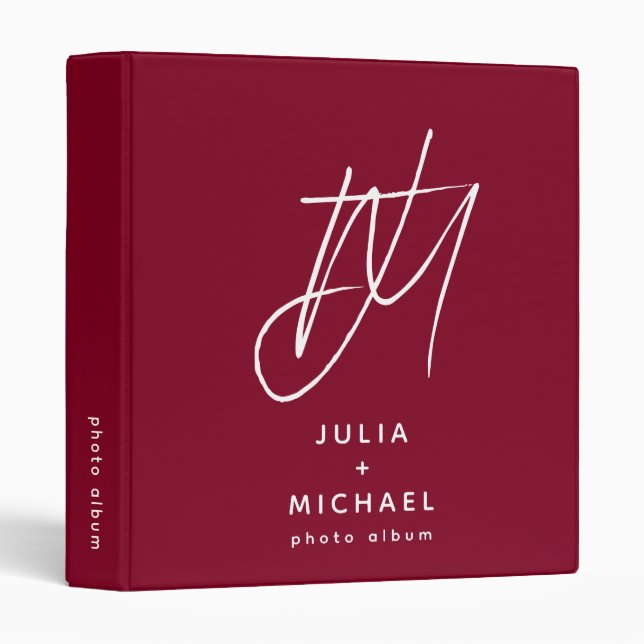 Monogramme Photo Album Classeur Moderne Minimalist (Devant/Côté)