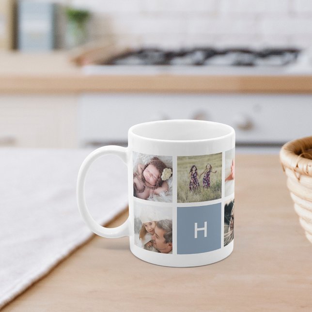 Monogramme Photo Collage Mug | Ardoise (Créateur téléchargé)
