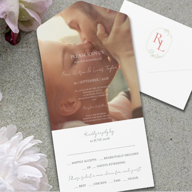 Monogramme photo en couple | Invitation de mariage (Créateur téléchargé)