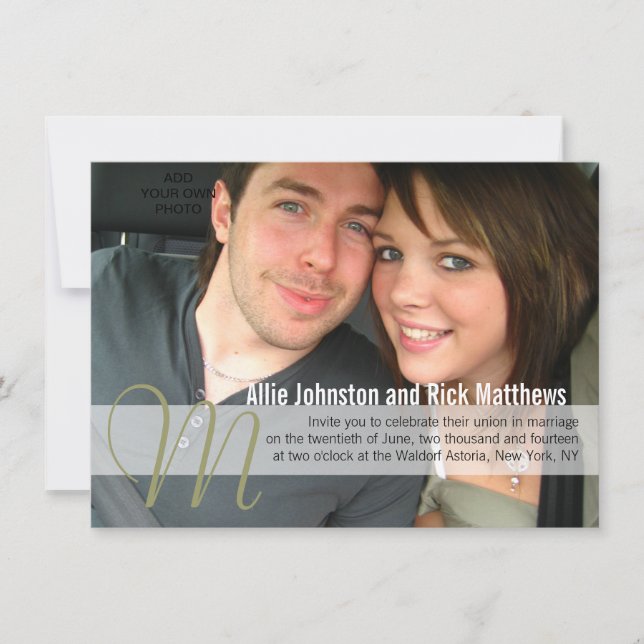 Monogramme photo moderne Invitations de mariage (Devant)
