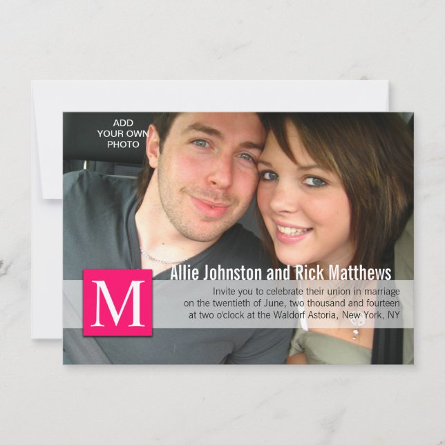 Monogramme photo moderne Invitations de mariage ro (Devant)