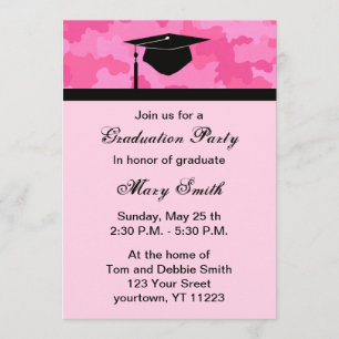 Monogramme Pink Camouflage Invitation de la fête d