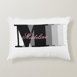 Monogramme Pink Script Typographie Nom Coussin