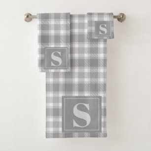 Monogramme Plaid Buffalo de la ferme gris classiqu