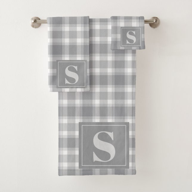 Monogramme Plaid Buffalo de la ferme gris classiqu (En situation)