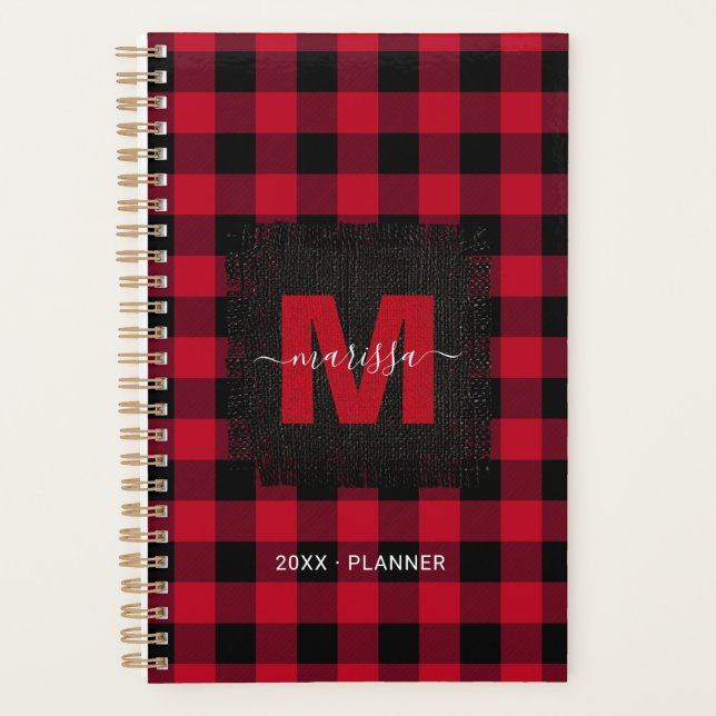 Monogramme plaqué de buffle rouge rustique Nom 202 (Devant)