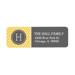 Monogramme Pois gris et jaune