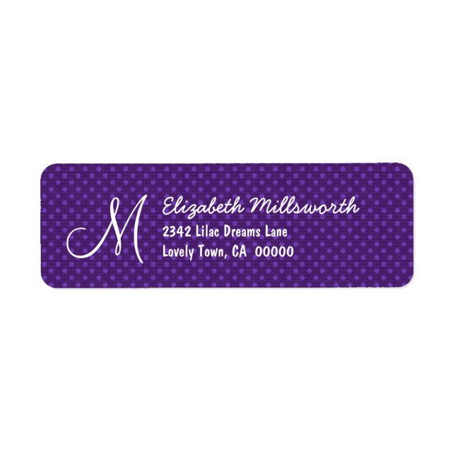 Monogramme Pois mauve M ou tout A012 initial (Devant)