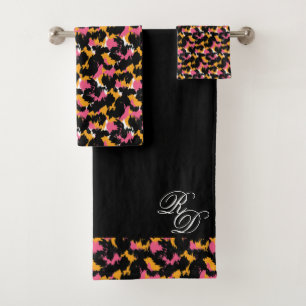 Monogramme Poster de animal rose orange noir