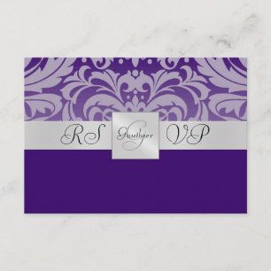 Monogramme pourpre Demi Damas RSVP Répondre Invita