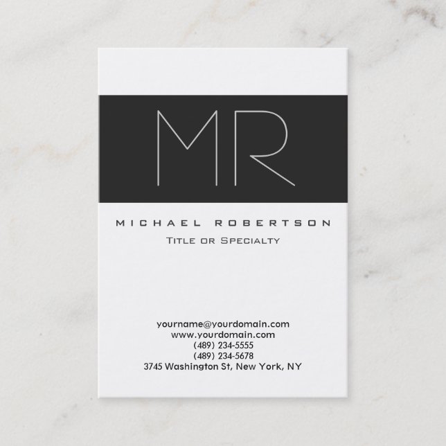 Monogramme professionnel moderne grand Carte de vi (Devant)