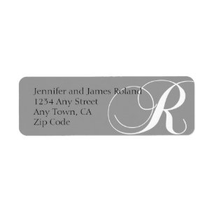 Monogramme R Étiquettes d'adresse de retour Gris
