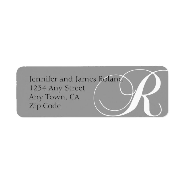 Monogramme R Étiquettes d'adresse de retour Gris (Devant)