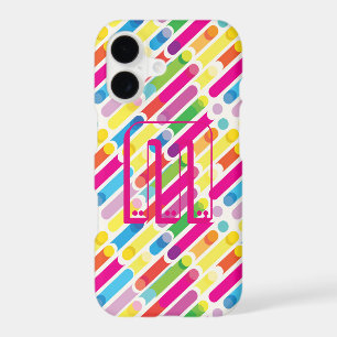Monogramme Rainbow Diagonal Lines Motif Pop Art