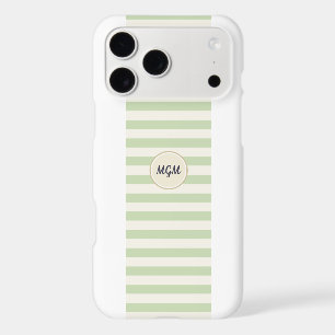Monogramme rayé vert clair et crème moderne