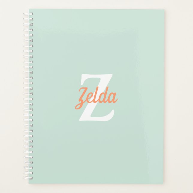 Monogramme Retro personnalisé Mint Green Orange 20 (Devant)