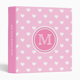 Monogramme : Rose avec le classeur blanc de coeur