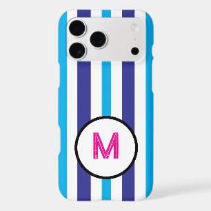 Monogramme rose bleu blanc rayures d'été