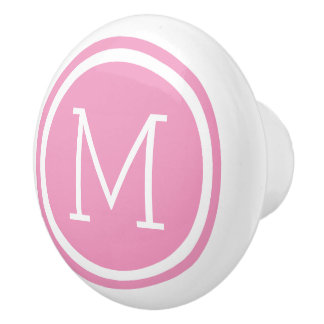 Monogramme rose - Bouton de tiroir personnalisé