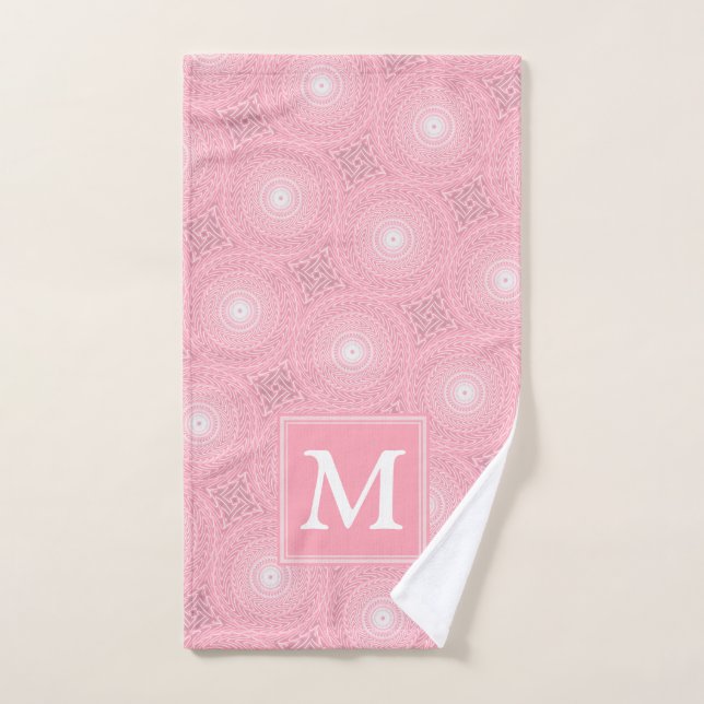 Monogramme rose cercles motif (Serviette à main)