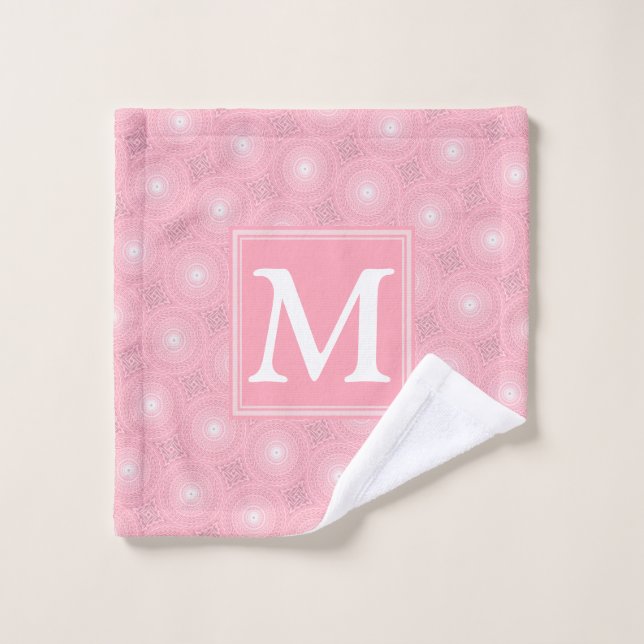 Monogramme rose cercles motif (Gant de toilette)