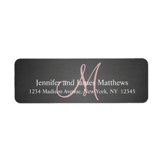 Monogramme rose Chalkboard pour Mariages (Devant)