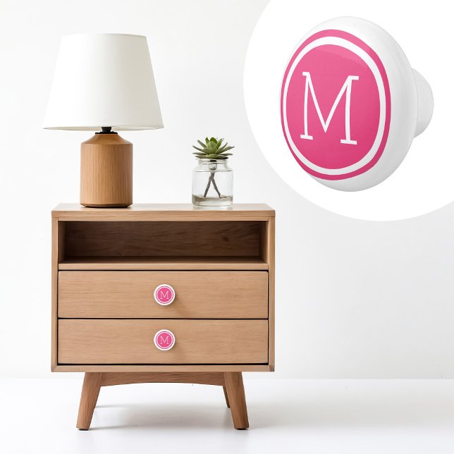 Monogramme rose chaud - Bouton de tiroir personnal (Créateur téléchargé)