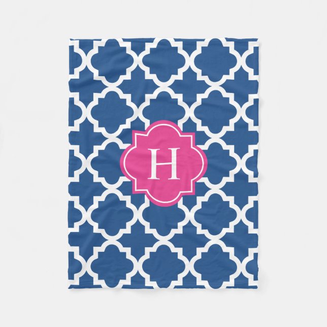 Monogramme rose chaud et marine | Couverture polai (Devant)