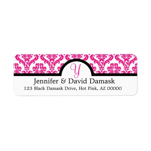 Monogramme rose chaud Y Mariage damassé (Devant)
