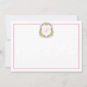 Monogramme rose citron, Carte de remerciements per