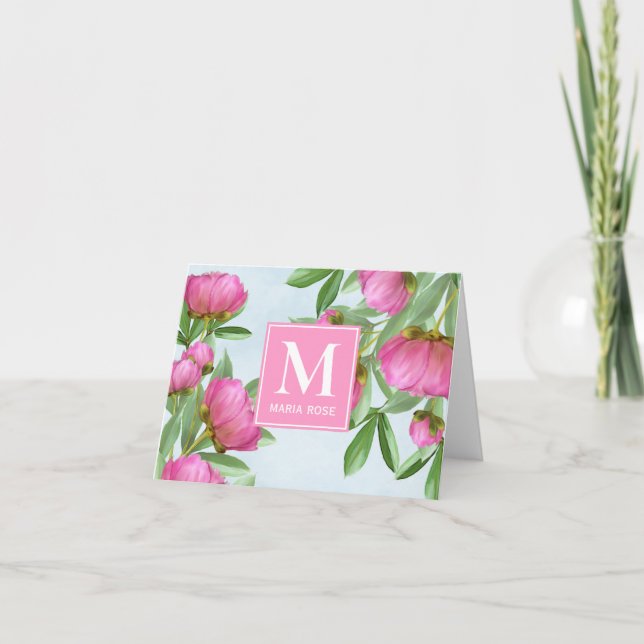 Monogramme rose Custom Floral Peonies (Devant)