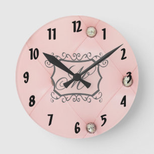 Monogramme rose diamant Boule de diamant Horloge m