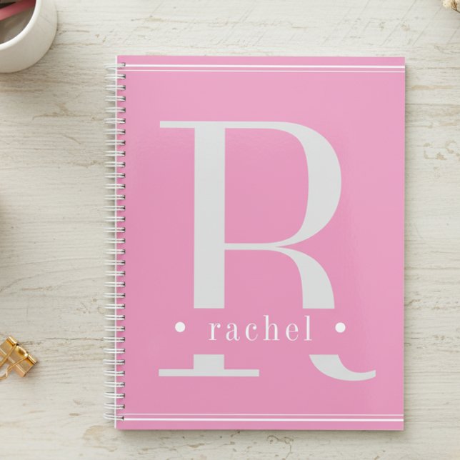 Monogramme rose et blanc doux minimal (Créateur téléchargé)