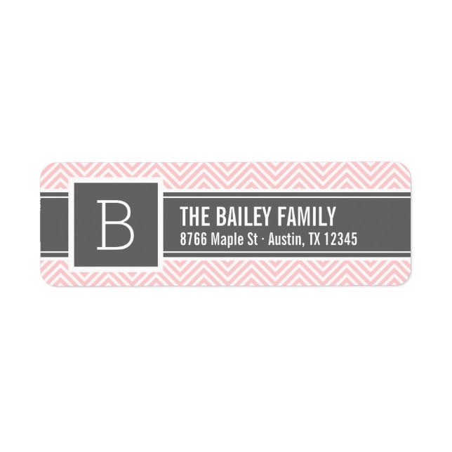 Monogramme rose et gris de Chevron (Devant)