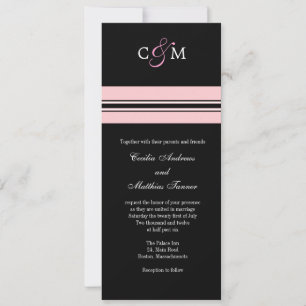 Monogramme rose et noir Faire-part de mariage