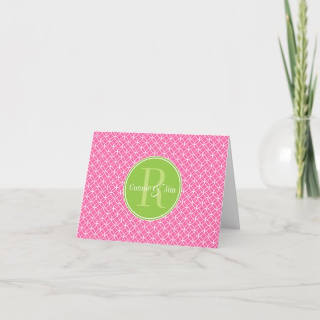 Monogramme rose et vert de motif de cercles (Devant)