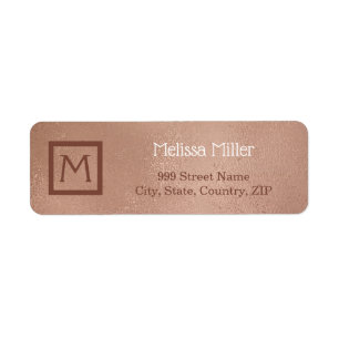 Monogramme Rose Gold Faux Metal Girl Adresse de re