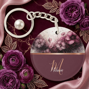 Monogramme Rose Gold Fleur Mauve Pâle