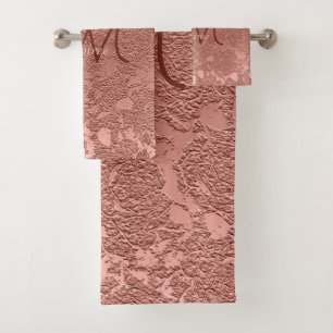 Monogramme Rose Gold Pink Floral Modern Classic